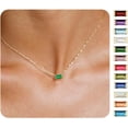 thumbnail image 1 of Birthstone Necklace For Women Dainty Trendy 14K Gold Plated Emerald Necklaces Simple Green Diamond Pendant Choker Blue Cute Cubic Zirconia Jewelry For Women Mothers Birthday Gifts[o7581], 1 of 2