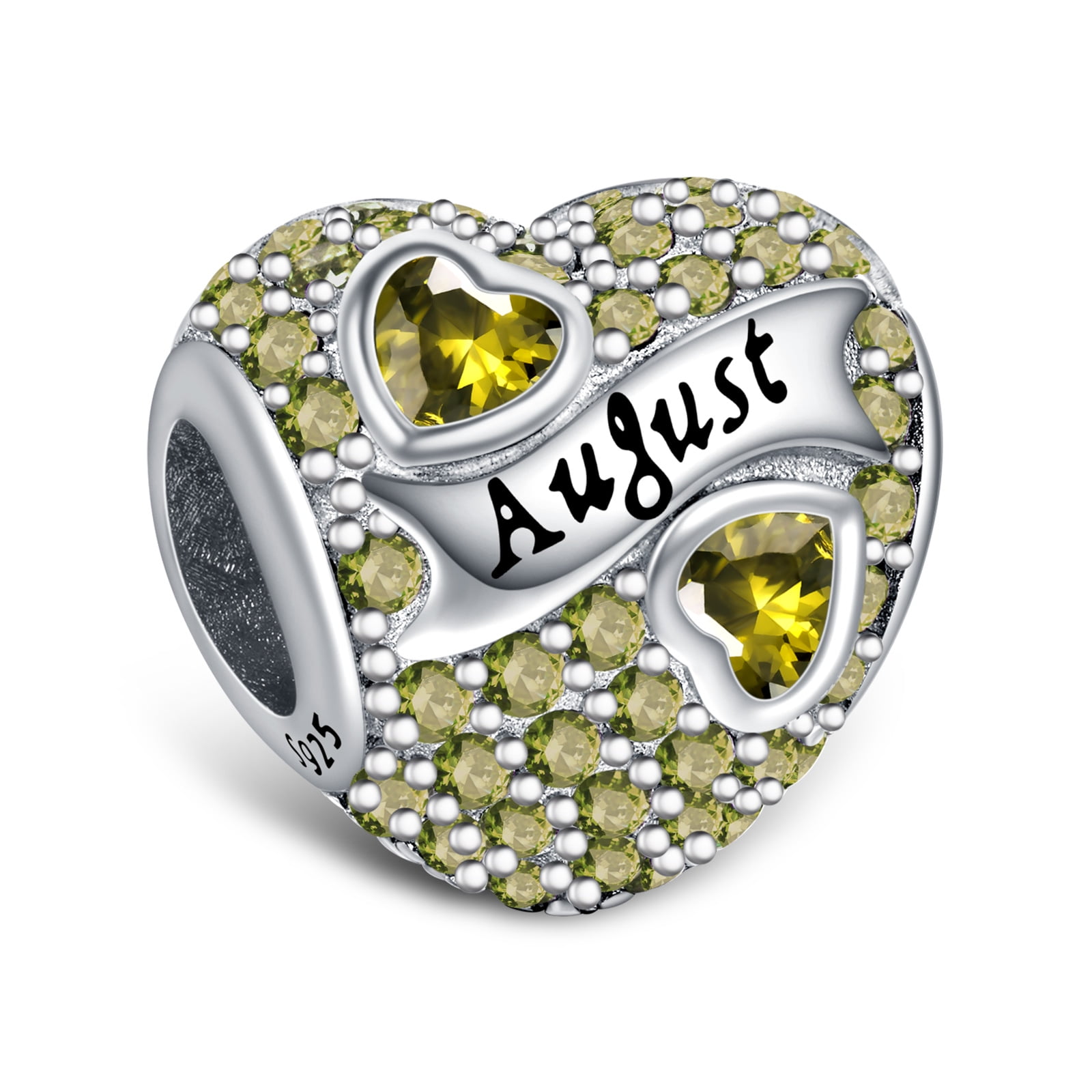 Birthstone Paved Charms for Pandora Charm Bracelets Necklaces 925 Sterling Silver Heart Bead Charms Walmart