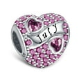 thumbnail image 1 of 925 Sterling Silver Birthstone Paved Charms for Charm Bracelets & Necklaces Heart Bead Charms, 1 of 7