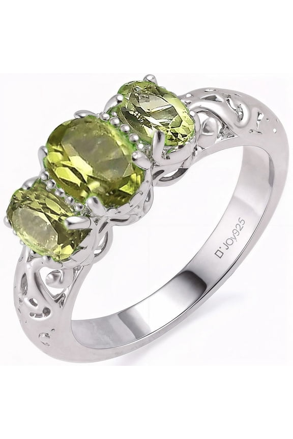 Birthstone Peridot Ring for Her - Sterling Silver Rings Women in Platinum Plating Gemstone Premium Jewelry Birthday Christmas Gifts for Women Size - 9