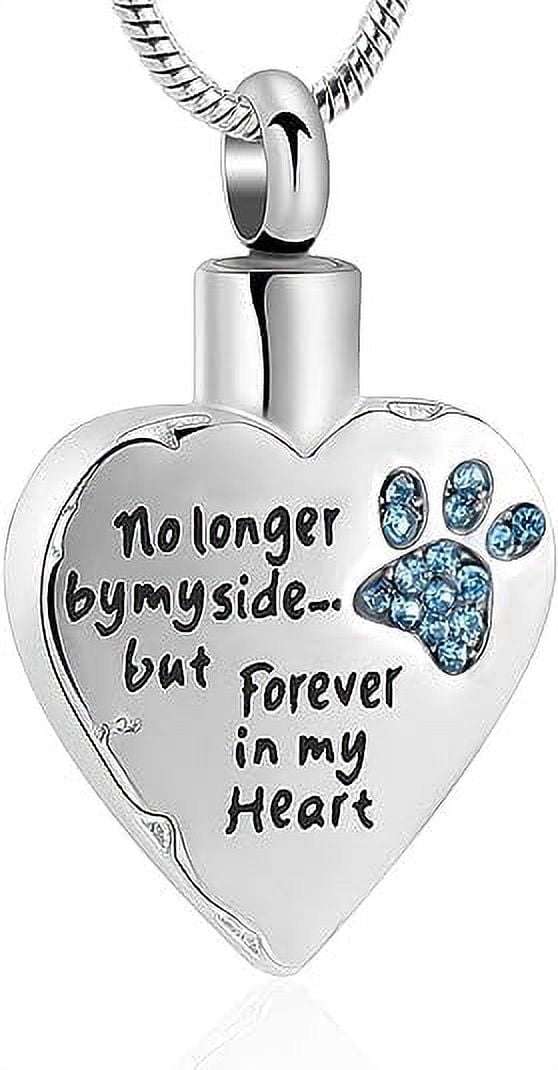 Birthstone Pet Cremation Jewelry for Ashes Pendant Paw Print Pet Heart ...