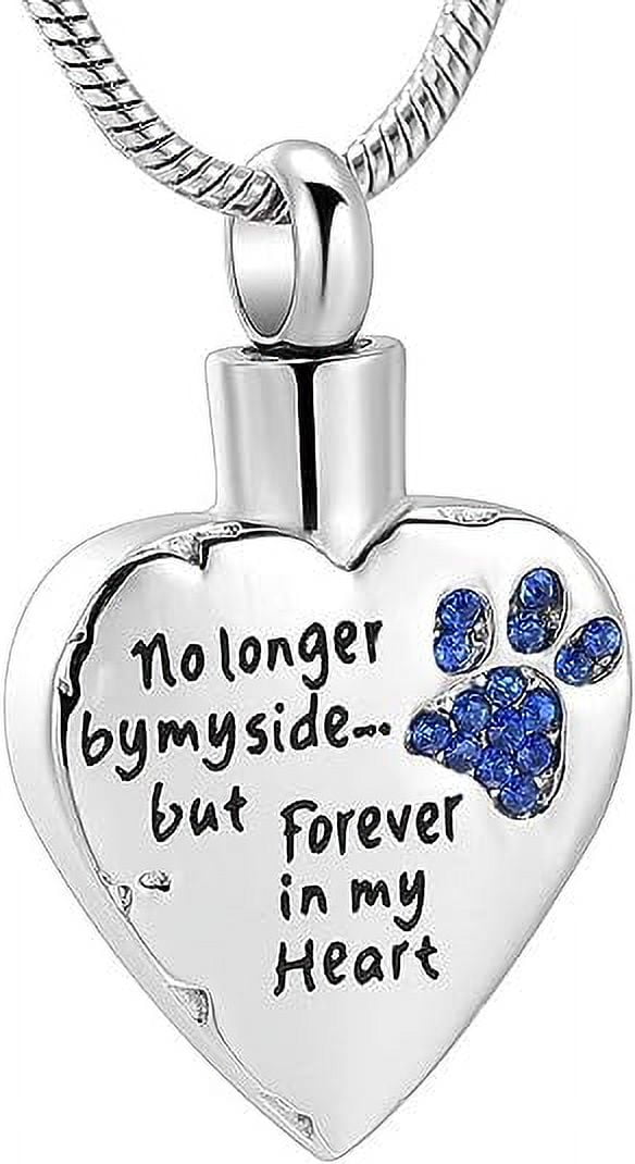 Birthstone Pet Cremation Jewelry for Ashes Pendant Paw Print Pet Heart ...