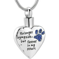 Birthstone Pet Cremation Jewelry for Ashes Pendant Paw Print Pet Heart Urn Necklace Memorial Keepsake Jewelry for Pet/Dog's/Cat's Ashes