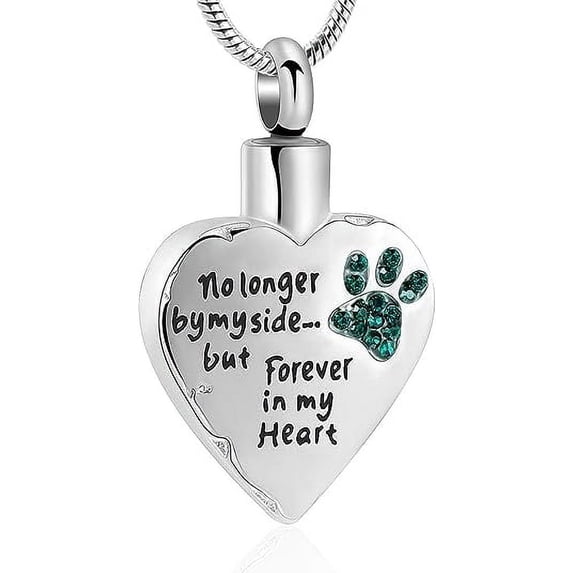 Birthstone Pet Cremation Jewelry for Ashes Pendant Paw Print Pet Heart Urn Necklace Memorial Keepsake Jewelry for Pet/Dog's/Cat's Ashes