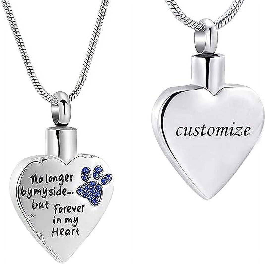 Birthstone Pet Cremation Jewelry for Ashes Pendant Paw Print Pet Heart ...