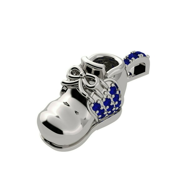 Birthstone Shoe Pendant Necklace w/Pure Brilliance Zirconia - Rhodium Plated - September