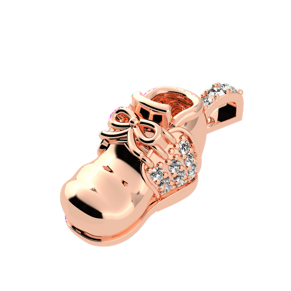Birthstone Shoe Pendant Necklace w/ Pure Brilliance Zirconia - Rose Gold Plated - April