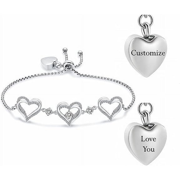Birthstone Urn Bracelet for Ashes Heart Cremation Jewelry for Ash for Women Forever Love Cremation Bracelets Birthstone Memorial Urn Link Bracelet for Loved Ones