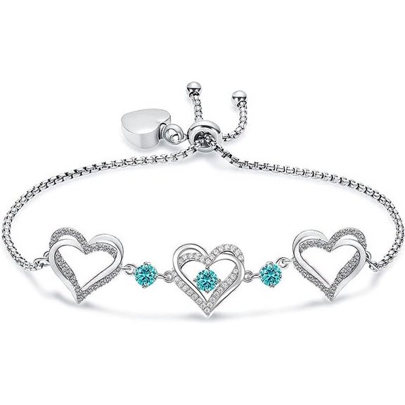 Birthstone Urn Bracelet for Ashes Heart Cremation Jewelry for Ash for Women Forever Love Cremation Bracelets Birthstone Memorial Urn Link Bracelet for Loved Ones