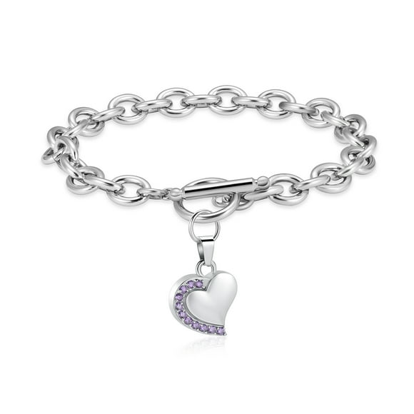 Birthstone Urn Bracelet for Ashes for Women Girls Heart Cremation Urn Ashes Bracelet Keepsake Memorial Urn Bangle