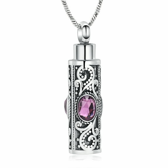 Birthstone Urn Necklace for Ashes Cylinder Cylinder Urn Necklaces for Ashes Cremation Jewelry for Ashes Stainless Steel Ashes Keepsake for Men Women