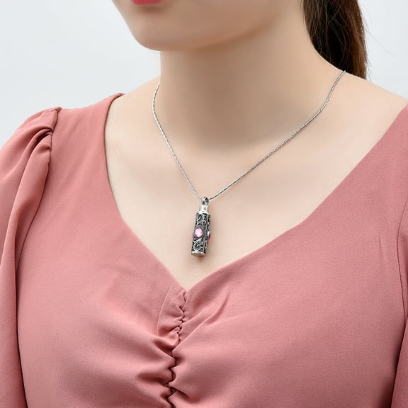Birthstone Urn Necklace for Ashes Cylinder Cylinder Urn Necklaces for Ashes Cremation Jewelry for Ashes Stainless Steel Ashes Keepsake for Men Women