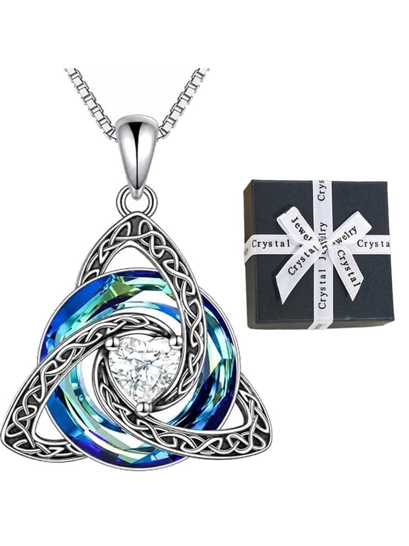 Birthstone Witch Knot Necklace,Birthstone Witch Knot Birthstone Celtic Trinity Knot Necklace for Women Wear Your Protection,12-Month Celtic Birthstone Necklace