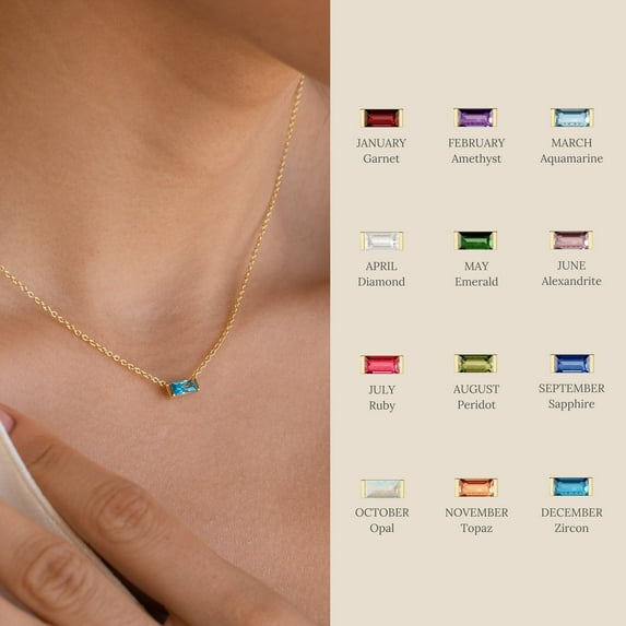 Birthstone Zircon Stainless Steel Necklace