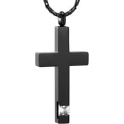 Birthstones Cross Urn Necklaces for Ashes - Cross Cremation Ashes Necklaces for Human / Pet Ashes Memorial Locket Keepsake Cremation Jewelry for Women Men