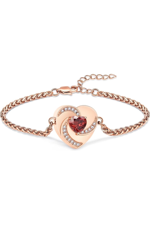 Birthstones Heart Urn Bracelet for Ashes Women Ajustable Link Bracelets Cremation Jewelry Keepsake Loved Ones Memorial for Human / Pet Ashes Lockets