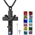 thumbnail image 1 of Birthstones Urn Necklaces for Ashes Cross Cremation Pendant Urns for Human Ashes Memorial Keepsake Locket Jewelry, 1 of 8