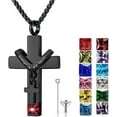 thumbnail image 1 of Birthstones Urn Necklaces for Ashes Cross Cremation Pendant Urns for Human Ashes Memorial Keepsake Locket Jewelry, 1 of 7