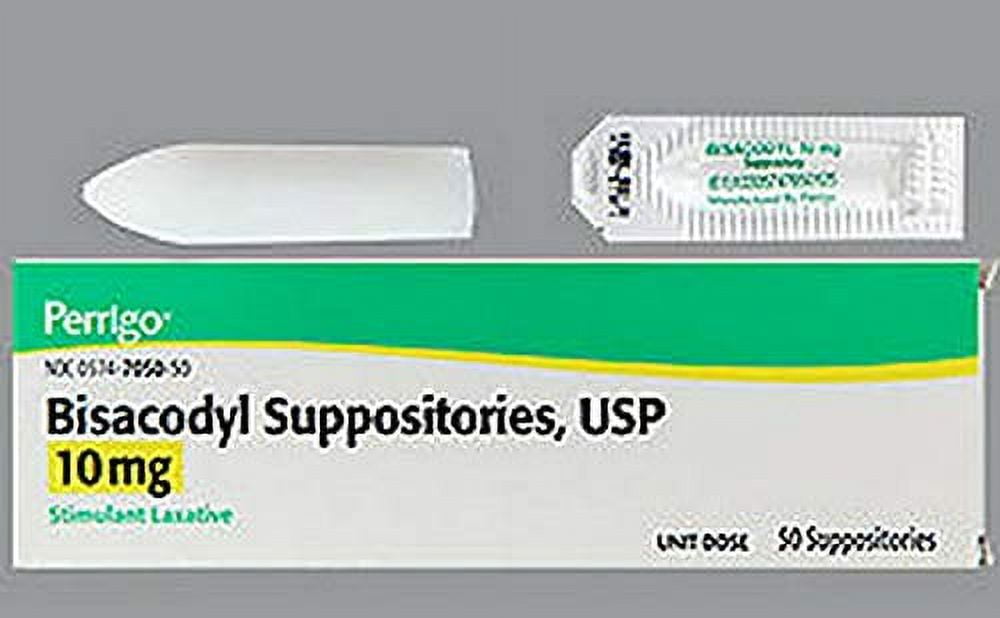 Bisacodyl Stimulant Laxative Suppositories USP, 10 mg, 50 Doses