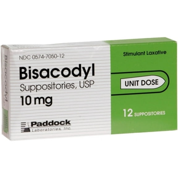Bisacodyl Suppositories USP 10 mg 12 Each (Pack of 2)