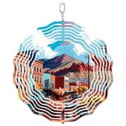 Bisbee Arizona 3D Wind Spinner Stainless Steel Kinetic Art Garden Decor Historic Mining Town Gift