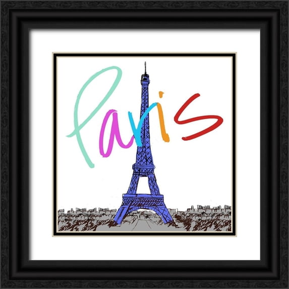 Biscardi, Nicholas 15x15 Black Ornate Wood Framed with Double Matting Museum Art Print Titled - Vibrant Paris