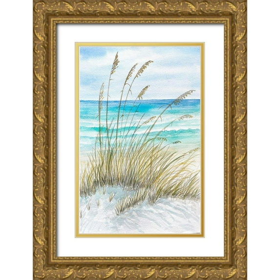Biscardi, Nicholas 17x24 Gold Ornate Wood Framed with Double Matting Museum Art Print Titled - Watercolor Sea View II