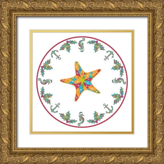 Biscardi, Nicholas 20x20 Gold Ornate Wood Framed with Double Matting Museum Art Print Titled - A Coastal Christmas IV