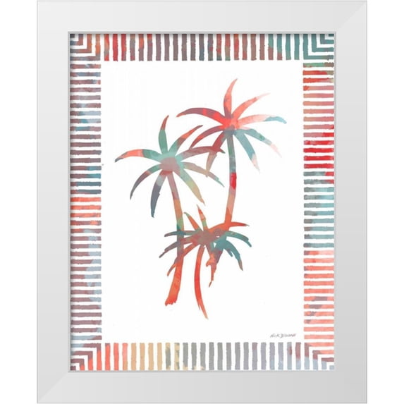 Biscardi, Nicholas 20x24 White Modern Wood Framed Museum Art Print Titled - Watercolor Palms III