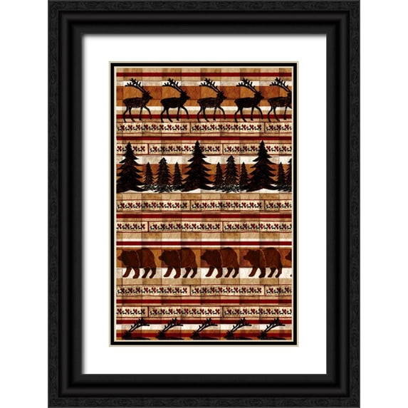Biscardi, Nicholas 22x32 Black Ornate Wood Framed with Double Matting Museum Art Print Titled - Nature Lodge Pattern V