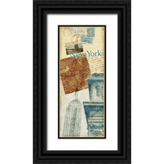 Biscardi, Nicholas 8x14 Black Ornate Wood Framed with Double Matting Museum Art Print Titled - New York Postage