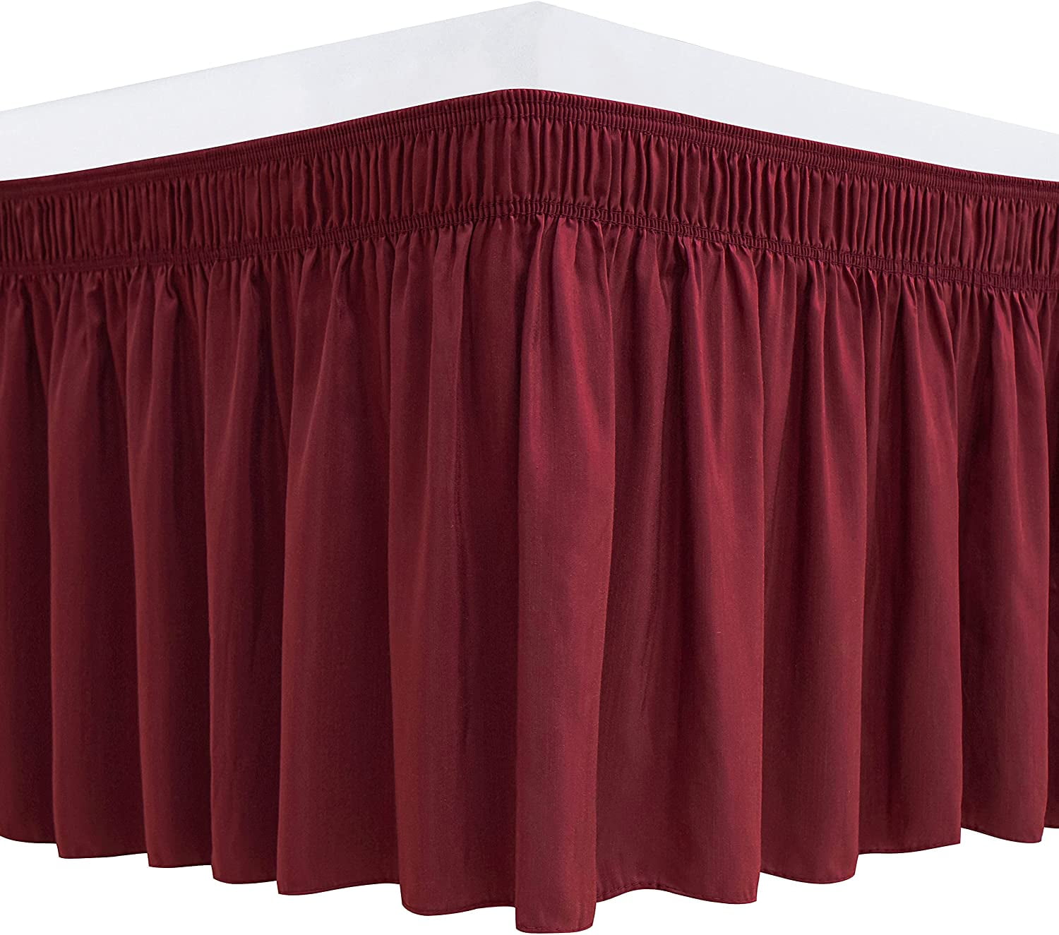 Biscayn Wrap Around Bed Skirts for Queen Beds 15" Drop, Burgundy