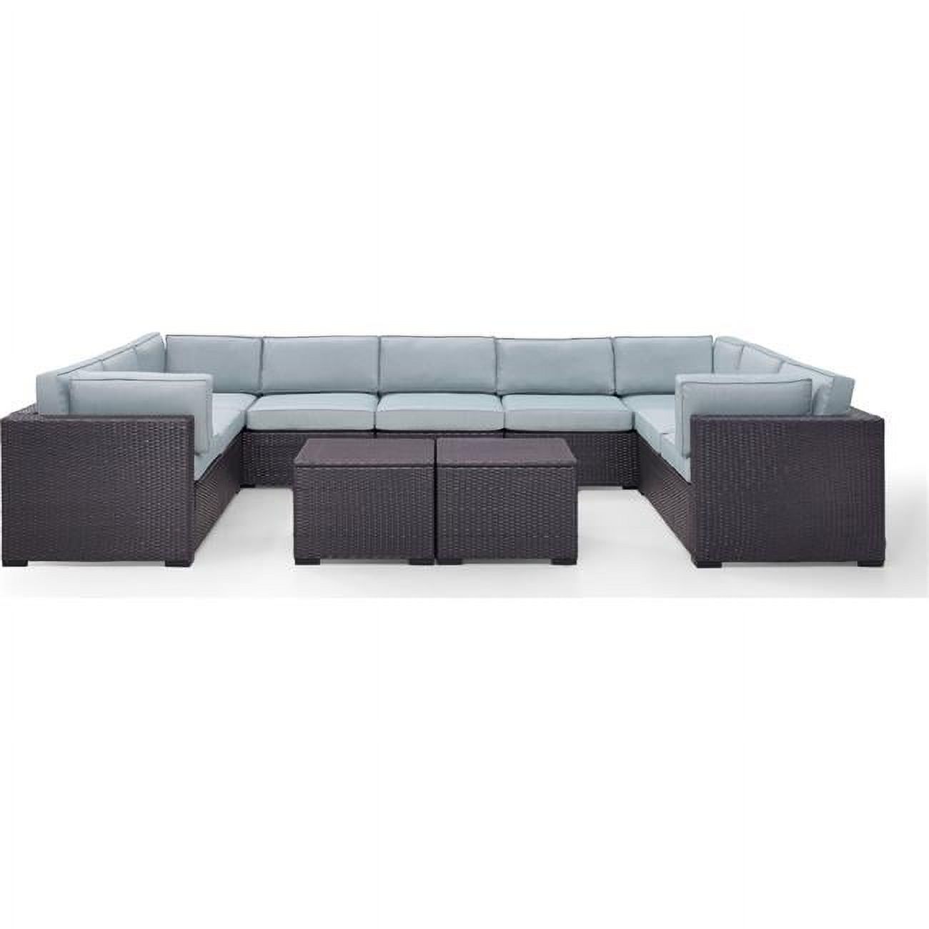 Biscayne 9 Person Outdoor Wicker Seating Set, Mist - Four Loveseats, One Armless Chair, Two Coffee Tables - image 1 of 1