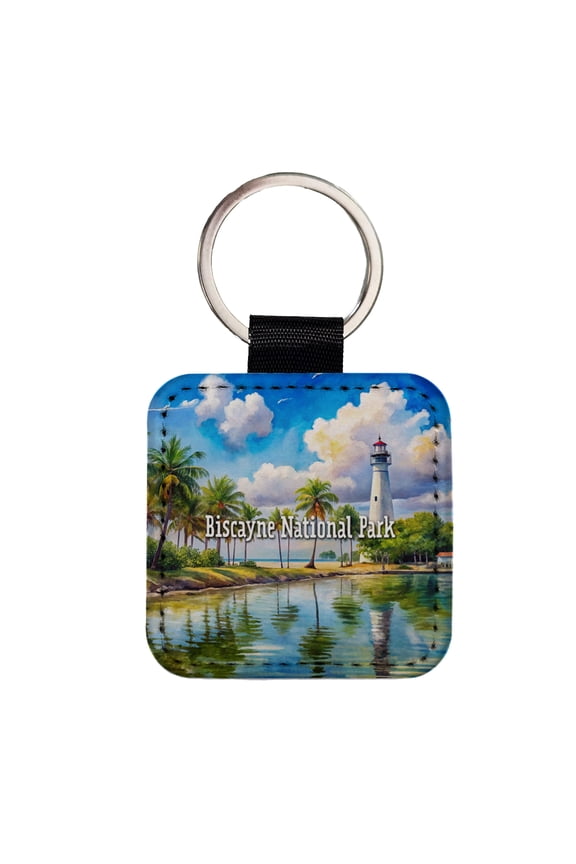 Biscayne National Park Florida Faux Leather Square Keychain
