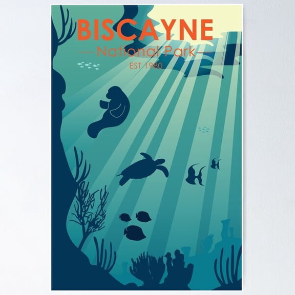 Biscayne National Park Florida Underwater Maritime Vintage Poster, Poster Only