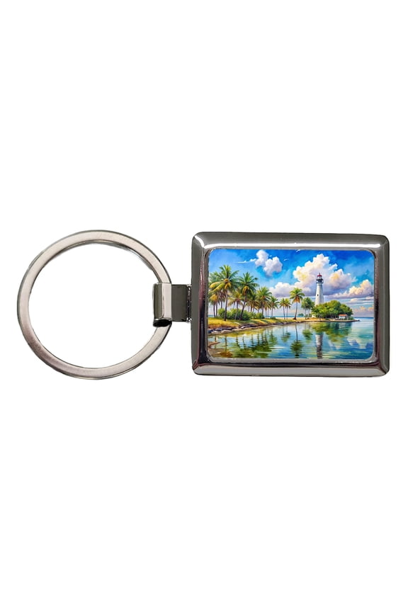 Biscayne National Park Florida Watercolor Style Metal Rectangle Keychain