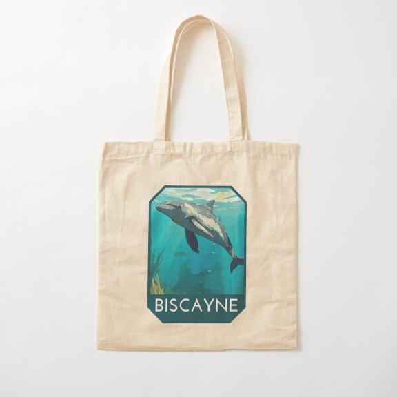 Biscayne National Park Vintage Travel Art Cotton Tote Bag Canvas Tote Bag, Family Gift For Mother, Her