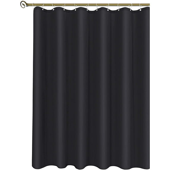 Biscaynebay Fabric Extra Long Shower Curtain Liners 72" Width by 108" Length, Black Water Resistant Bathroom Curtains, Rust Resistant Grommets Top Weighted Bottom Machine Washable