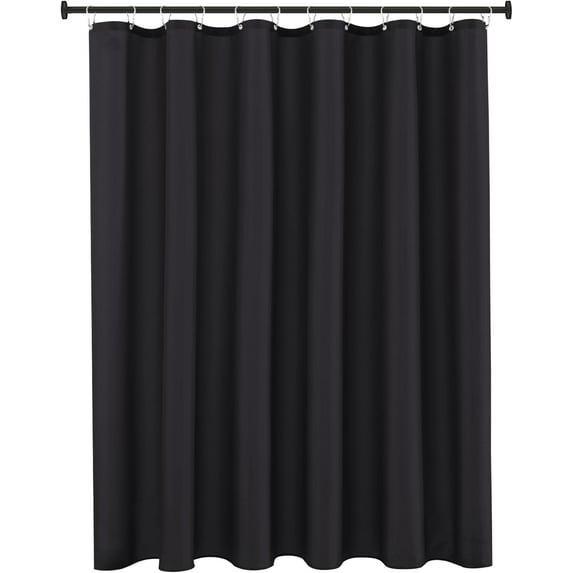 Biscaynebay Fabric Shower Curtain Short Stall Liners 72" Width by 65" Length, Black Water Resistant Bathroom Curtains, Rust Resistant Grommets Top Weighted Bottom Machine Washable