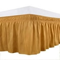 thumbnail image 1 of Biscaynebay Wrap Around Bed Skirts, Gold for Queen Size Beds 15 Inches Drop, Elastic Dust Ruffles, Easy Fit Wrinkle & Fade Resistant Silky Luxurious Fabric, 1 of 3