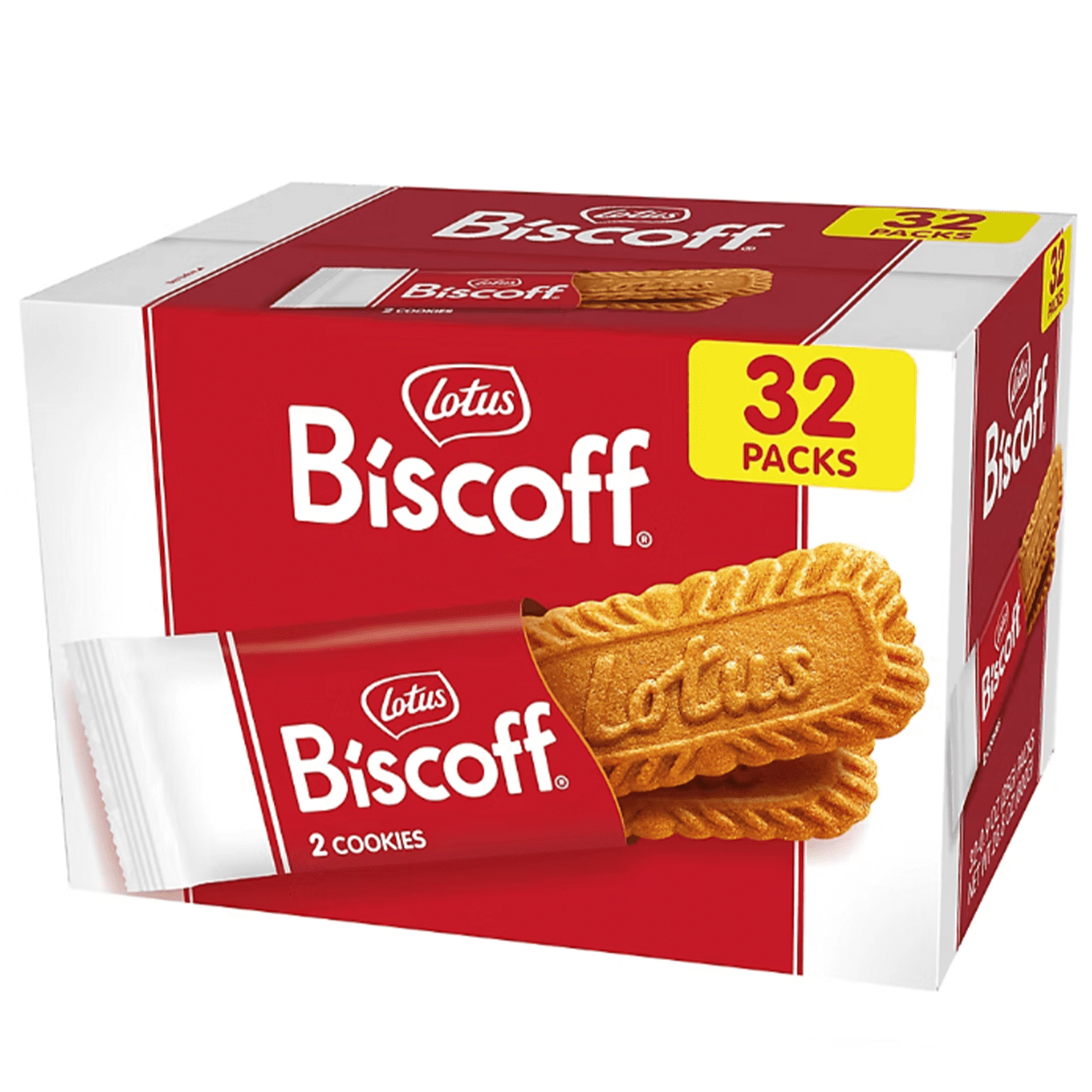 Biscof Premium Belgian Shortbread Cookies – Caramelized Cinnamon Flavor – Tea & Coffee Snack, Ice Cream Topping, Party Treat, Office Snack, Holiday Gift – 32 Packs (2 Cookies Each)