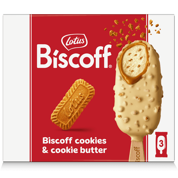 Biscoff Ice Cream Bars, Double Dipped in Cookie Butter and Belgian White Chocolate, 3 CT