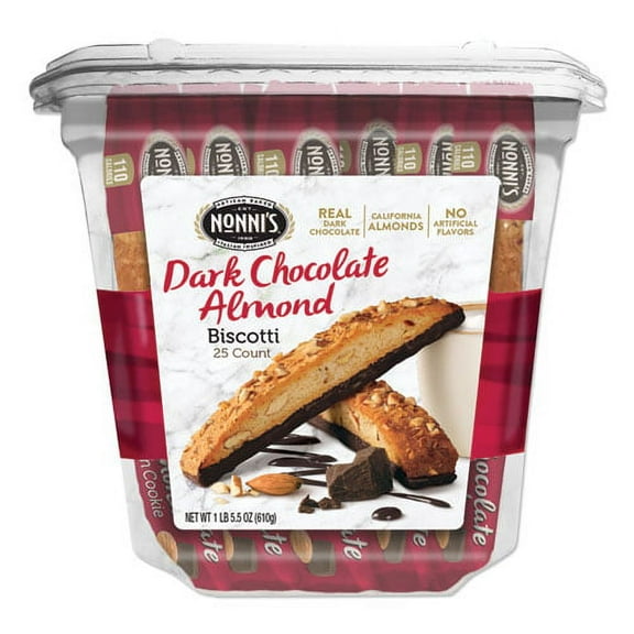 Biscotti, Dark Chocolate Almond, 0.85 Oz Individually Wrapped, 25/pack | Bundle of 10 Each