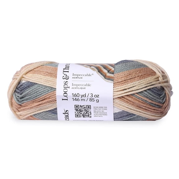 Loops & Threads Biscotti Impeccable Stripes Yarn - Medium Weight Yarn for Knitting, Crochet, Weaving, Arts & Crafts, 18 Pack