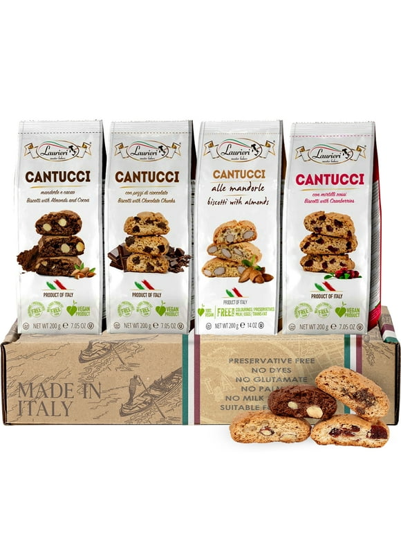 Biscotti Italian Cookies - 4 Pack - Gift Box - Biscotti Cookies from Italy - Holiday Basket - Coffee Dippers