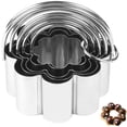 thumbnail image 1 of Biscuit Cookie Cutters, 5 pack Stainless Steel Flower-shaped Biscuit Cutters with Handle and Fluted Edge for Dough Baking, 1 of 2