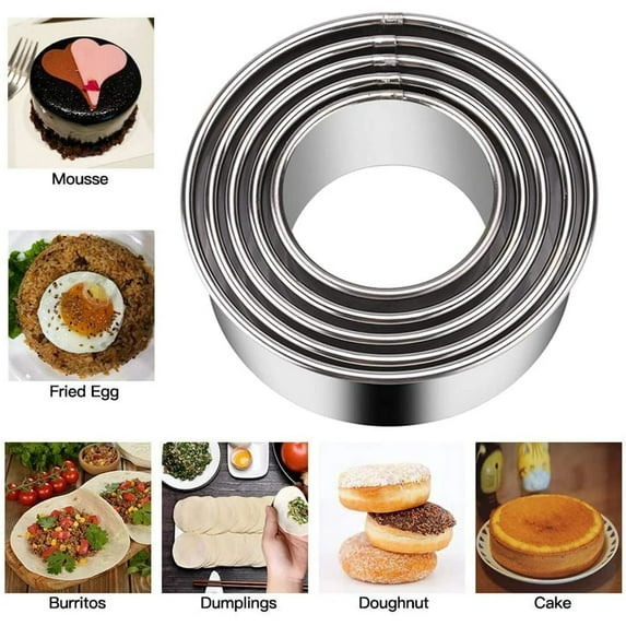 Biscuit Cookie Cutters Set, Stainless Steel Circle Round Cookie Biscuit Cutters in Graduated Sizes Shape Molds for Pastries Doughs Doughnuts, 5 Pieces, Multisize