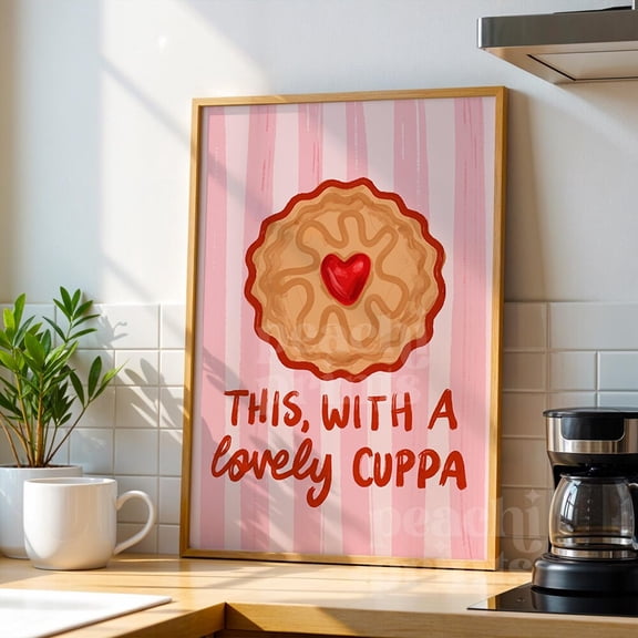 Biscuit Cuppa Print: Kitchen Wall Art Cute Kitchen Poster Tea Wall Art Quirky Print