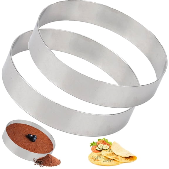 Biscuit Cutter Rings, Stainless Steel Non Stick Pastry Ring Molds for Muffins Pizza Baking Silver, 7 Inch.