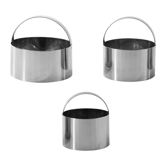 Biscuit Cutter Set (3 Pieces/Set),Stainless Steel Round Cookies Cutter with Handle,Professional Baking Dough Tools,Gift Package